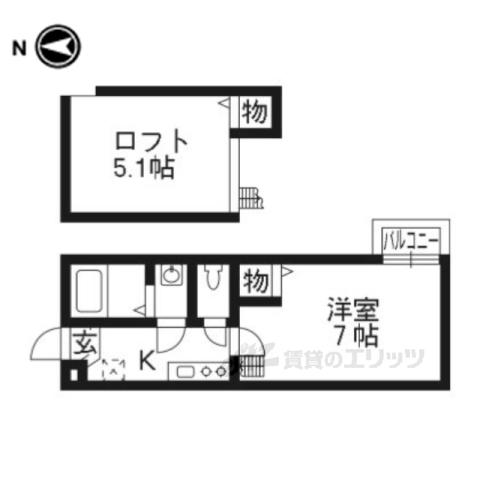 STABLE三条大宮(1K/2階)の間取り写真