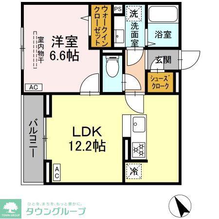 D PAINA 市場下町(1LDK/2階)の間取り写真
