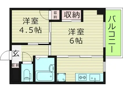 エルパラッツォ京橋(2K/3階)の間取り写真