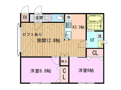 メゾンドヴォーグ(2LDK/2階)の間取り写真