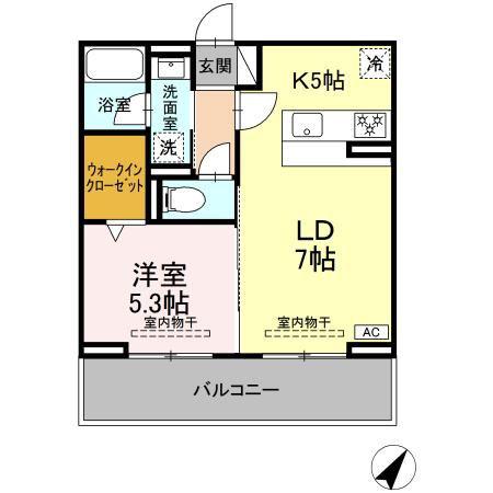 セレーナ東静岡(1LDK/3階)の間取り写真