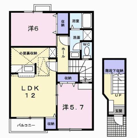 LITTLE BIRD(2LDK/2階)の間取り写真