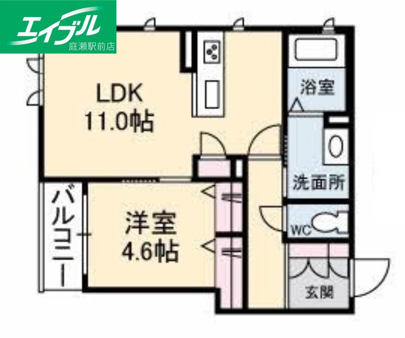 ルヴニール(1LDK/2階)の間取り写真