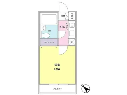 プラザ旗の台(1K/1階)の間取り写真