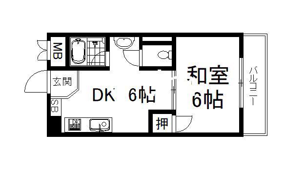 パールハイツイナリ(1DK/3階)の間取り写真