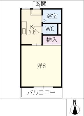 夢ハウス386 A(1K/2階)の間取り写真