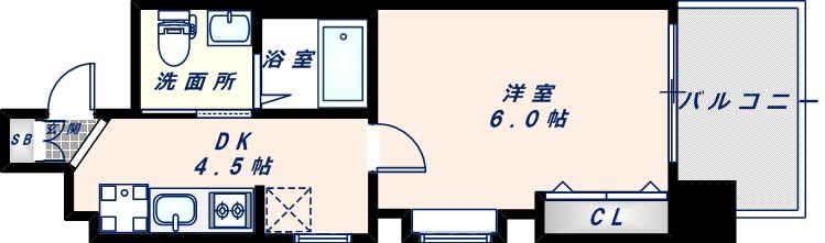 東小橋II番館(1K/8階)の間取り写真