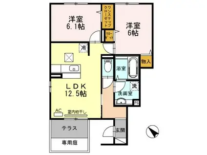 ソレイユ(2LDK/1階)の間取り写真