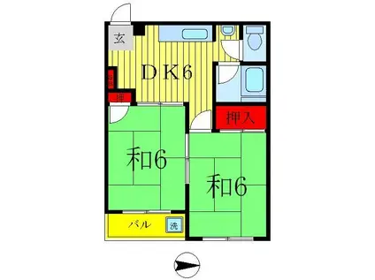 コーポ中島(2DK/2階)の間取り写真