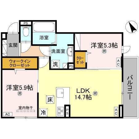 D-ROOM小篠原(2LDK/3階)の間取り写真