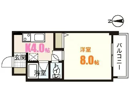 アヴァンセ中筋II(1K/3階)の間取り写真