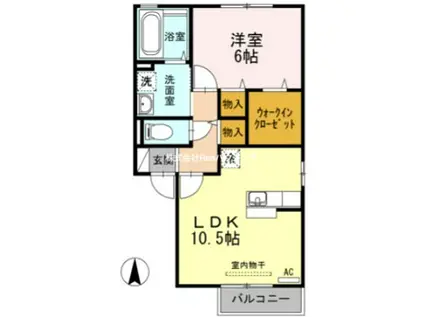 コーポK C棟(1LDK/2階)の間取り写真