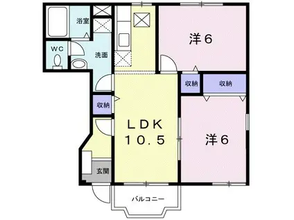 ファミール 三蔵子(2LDK/1階)の間取り写真