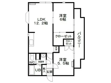 パークレジデンシャルB(2LDK/1階)の間取り写真