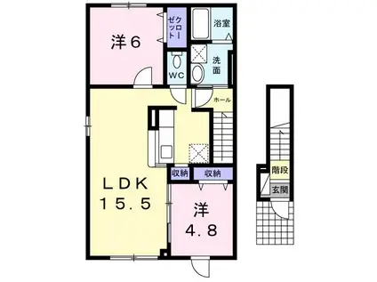 プルメリアIII(2LDK/2階)の間取り写真