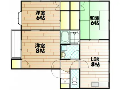 ラシェールA・B棟(3LDK/2階)の間取り写真