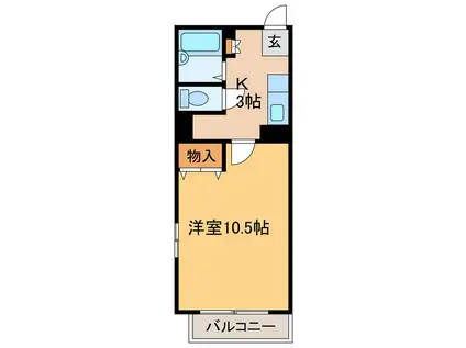 フォーブル葵(1K/2階)の間取り写真