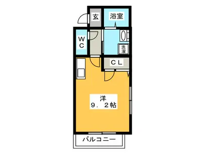 シャンノール(ワンルーム/1階)の間取り写真