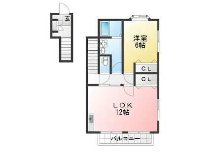 ハイステージカサブランカ(1LDK/2階)の間取り写真