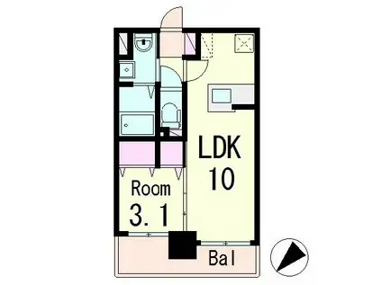 LAPIS COURT草津駅前(1LDK/11階)の間取り写真