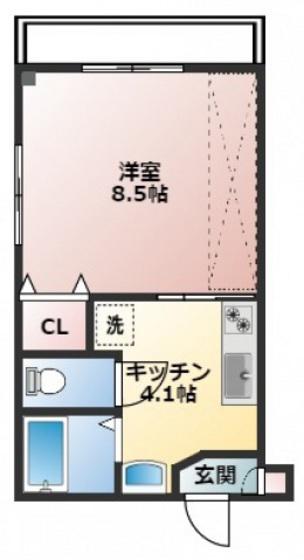 タカマツビル(1K/4階)の間取り写真