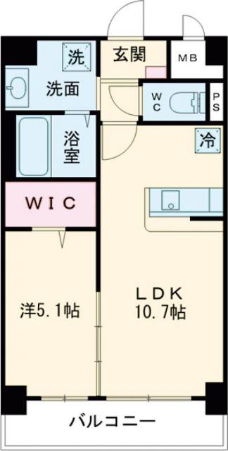 グランドシャトー花畑T・S(1LDK/8階)の間取り写真
