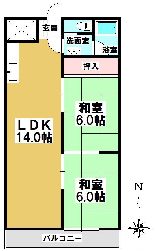 桜台ハイツ(2LDK/4階)の間取り写真