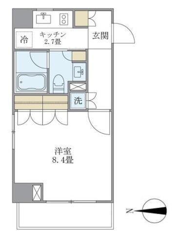 BRILLIA IST 白金高輪(1K/7階)の間取り写真