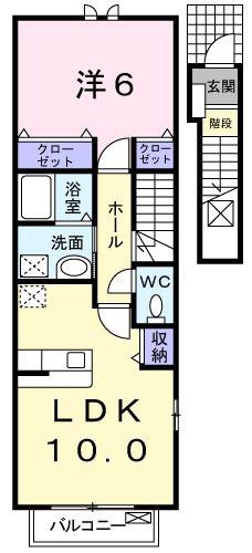ファーストヒストリーC(1LDK/2階)の間取り写真