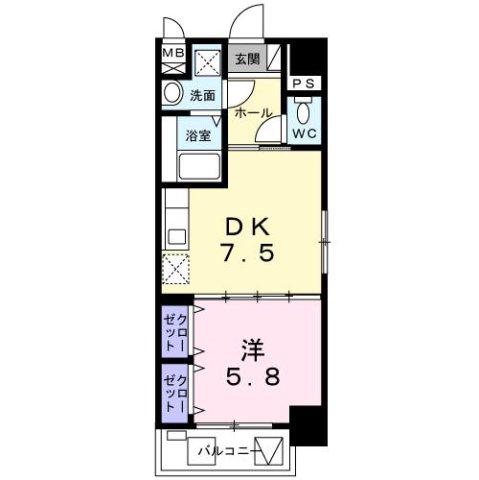 CHERRY・N プレミール(1DK/2階)の間取り写真