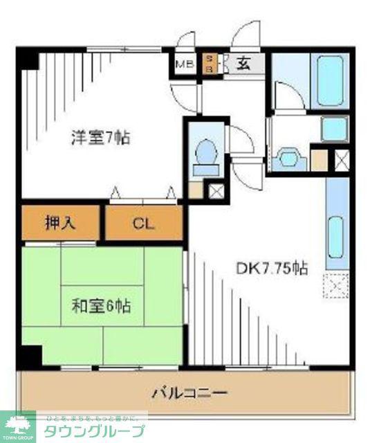 アーバンもくせい(2DK/2階)の間取り写真
