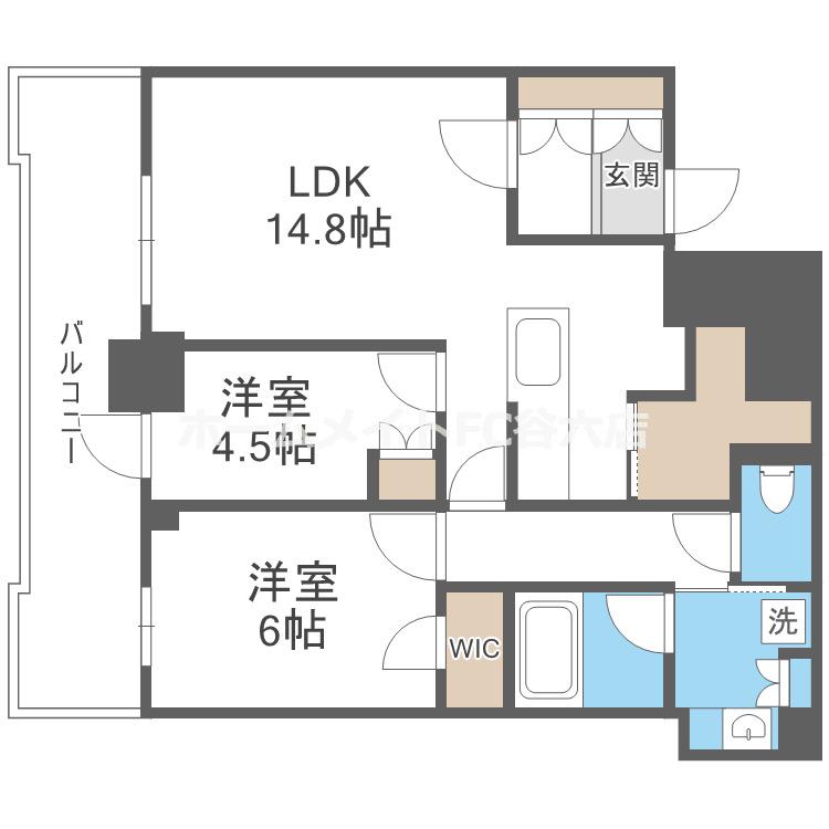 シエリアタワー大阪堀江(2LDK/34階)の間取り写真