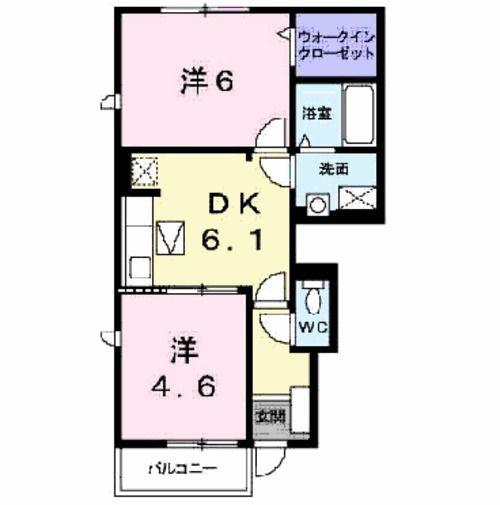 プルミエアムールA(2DK/1階)の間取り写真