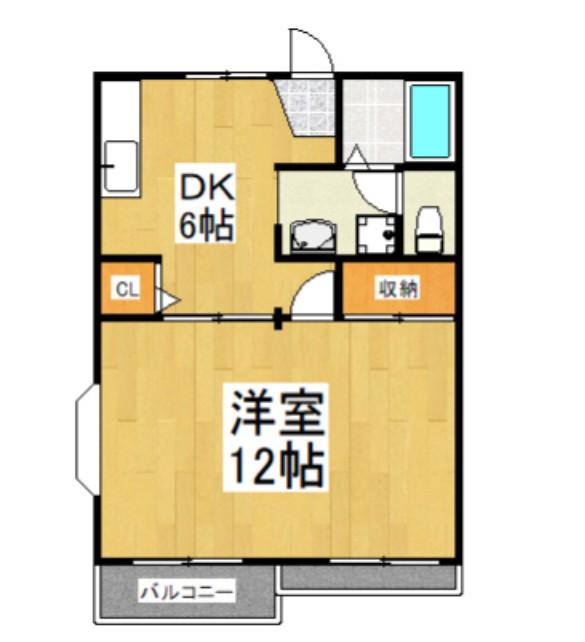 アップルパイIII(1DK/2階)の間取り写真