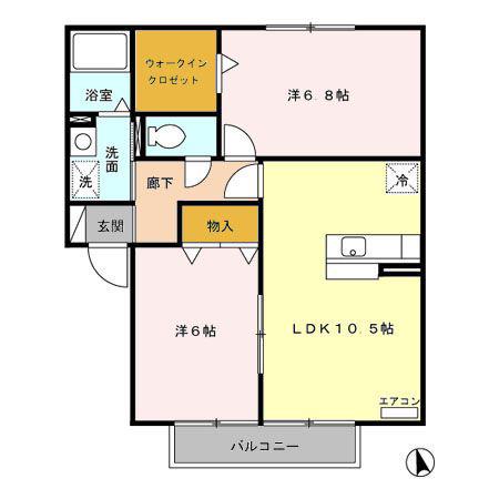 FIND BIRDIE C(2LDK/2階)の間取り写真
