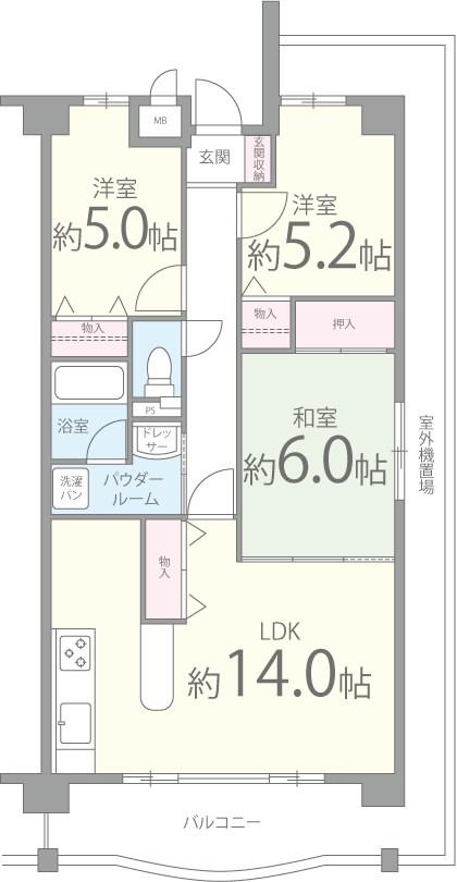 コンフォール東花園(3LDK/3階)の間取り写真