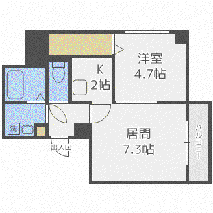 カハラコートファースト(1LDK/6階)の間取り写真