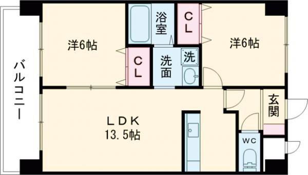 パークヒル保立(2LDK/5階)の間取り写真
