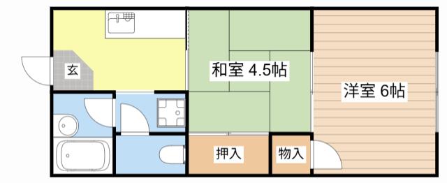 サニーハイツ(2K/1階)の間取り写真