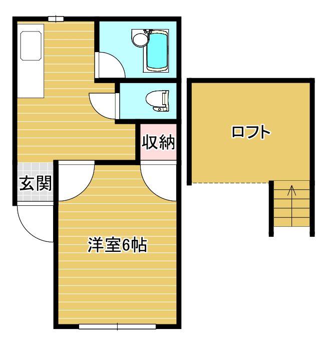 ヴィラ弁天橋(1K/1階)の間取り写真
