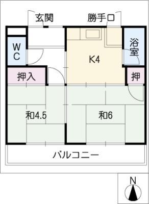 翠明荘(2DK/1階)の間取り写真