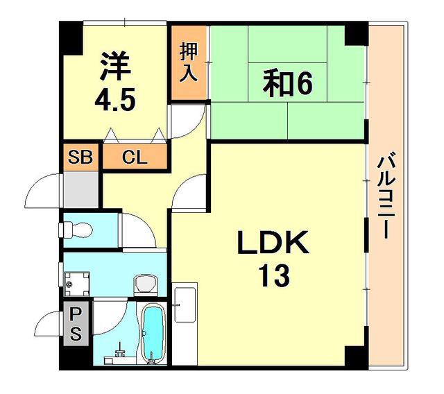 サンテラス垂水(2LDK/3階)の間取り写真