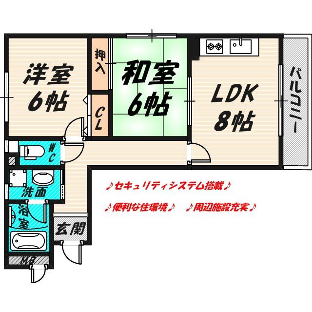 ファミリーハイツ蒲生(2LDK/1階)の間取り写真
