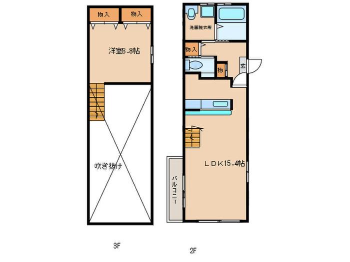 パラシオンピア(1LDK/2階)の間取り写真