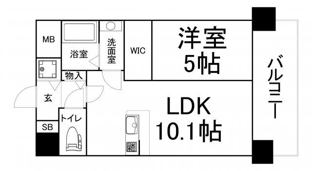 オルゴグラート森ノ宮東館(1LDK/3階)の間取り写真