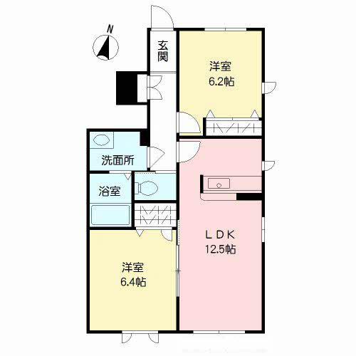 ピエソンプラン I棟(2LDK/1階)の間取り写真