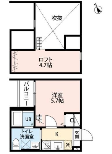 MAISON FAR 小本メゾンファルコモト(1K/2階)の間取り写真
