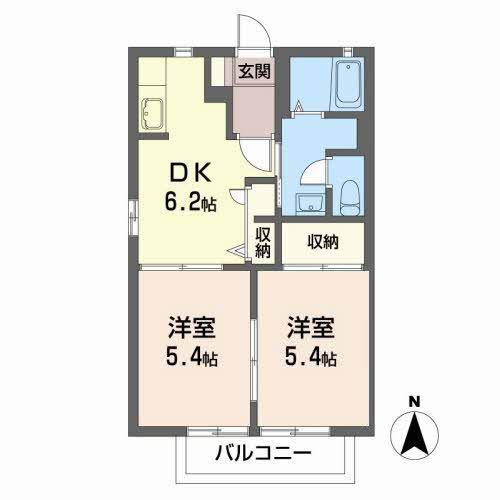 プレスティージュE(2DK/2階)の間取り写真
