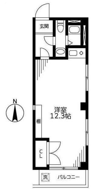 タウンケイ(ワンルーム/4階)の間取り写真