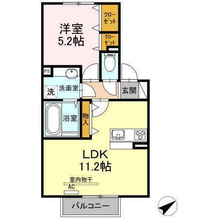 サクラハイム(1LDK/2階)の間取り写真